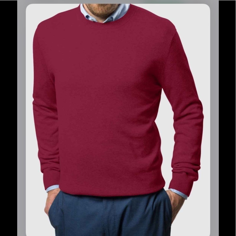 Mio Marino Burgundy Crew Neck Cotton Sweater Pullover CH.